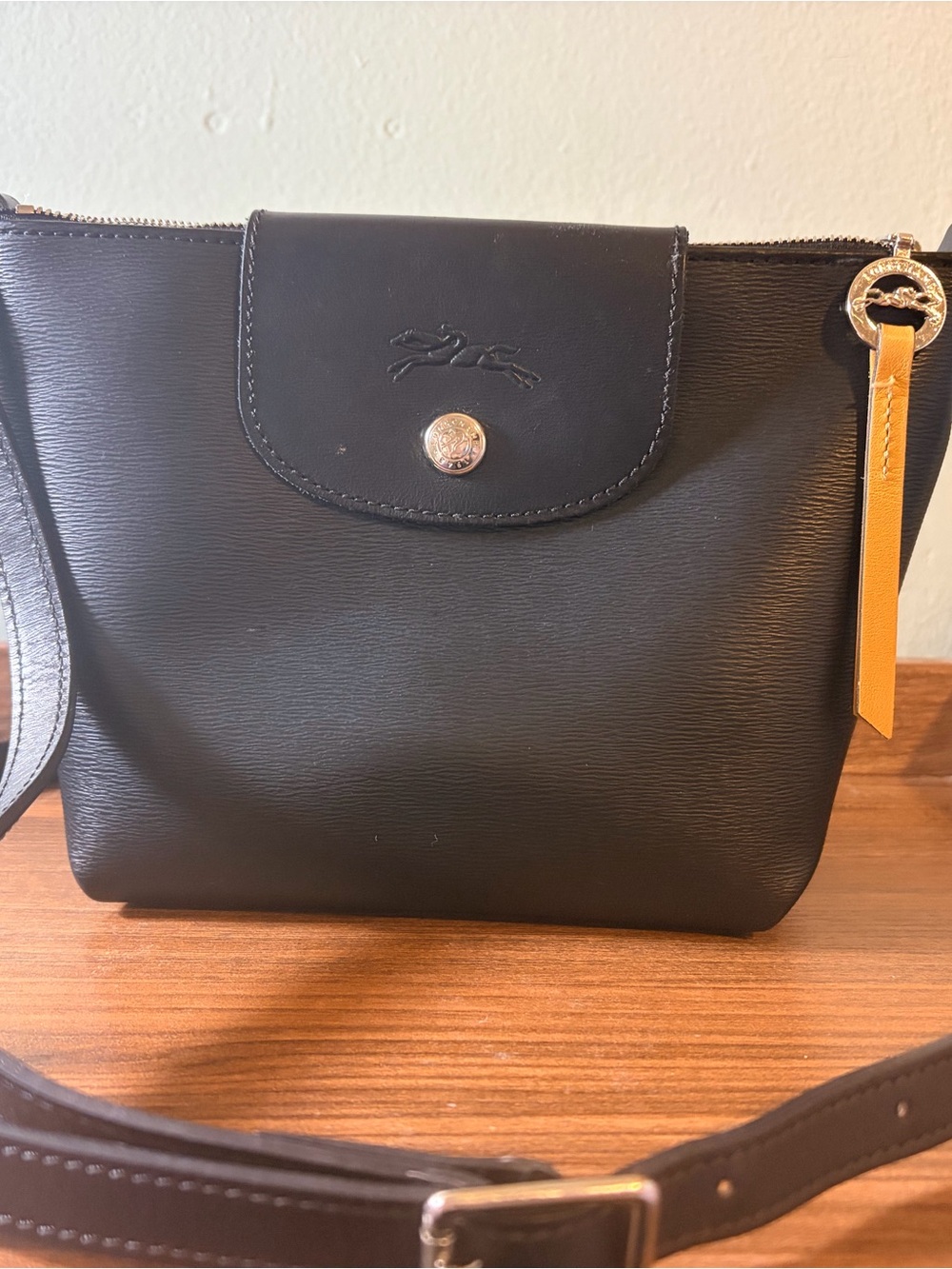 Longchamp Black Le Pliage Xtra Leather Crossbody Bag